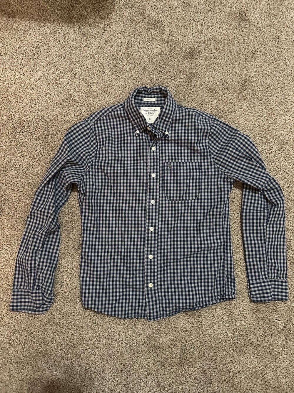 Abercrombie & Fitch Blue Checked Button-Down Shirt - Men